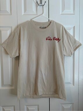 Ricky Bobby Script Logo Short Sleeve Tee in Beige